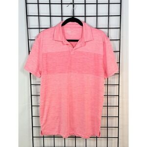 BKE Kinsley Performance Polo Polo Shirt Mens L Pink Striped Coastal Preppy Sport